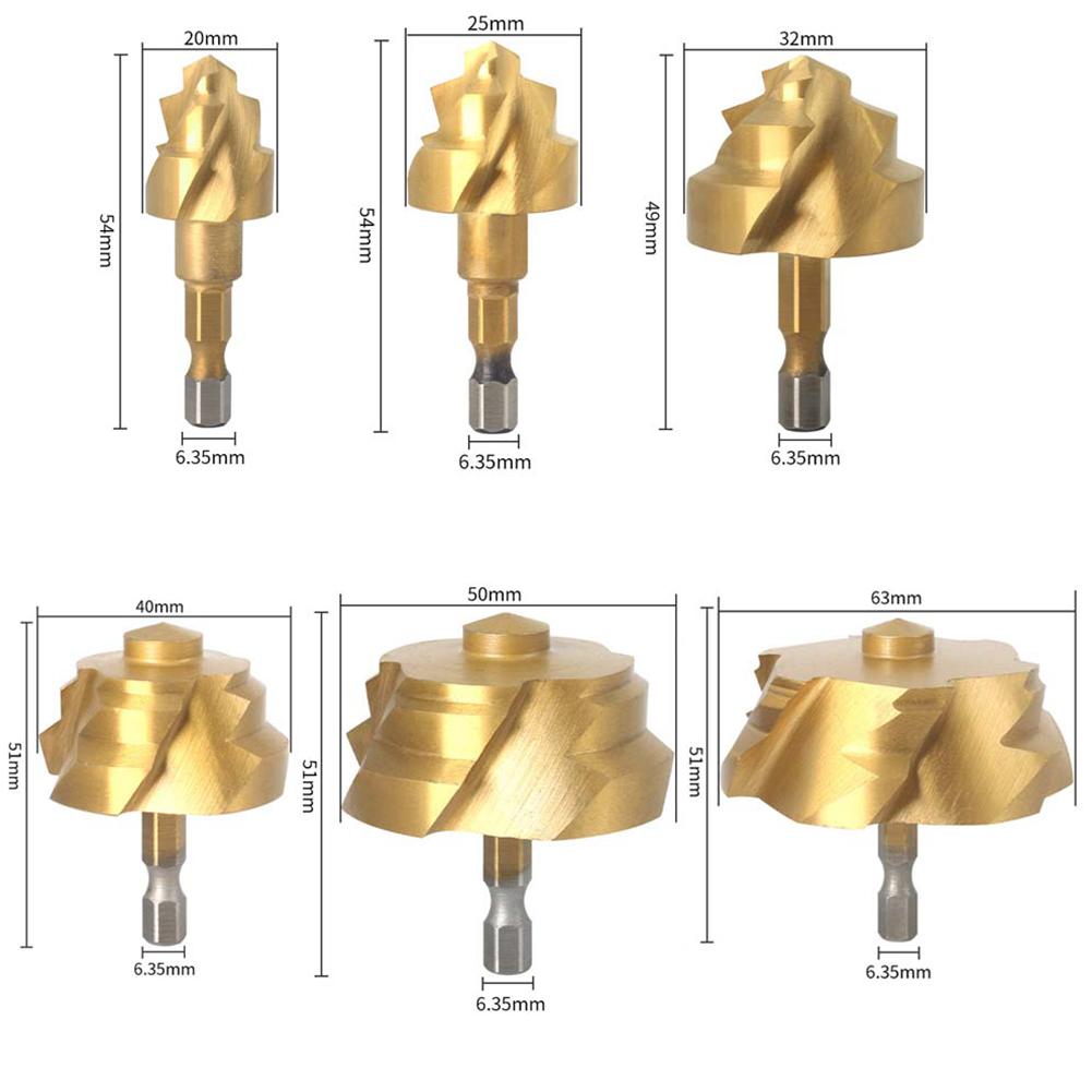 Hexagonal Shank Spiral Drill Bit Set of 6 for Water Pipe Repairing and Reaming 6 35mm Diameter Efficient Plumbing Tool
