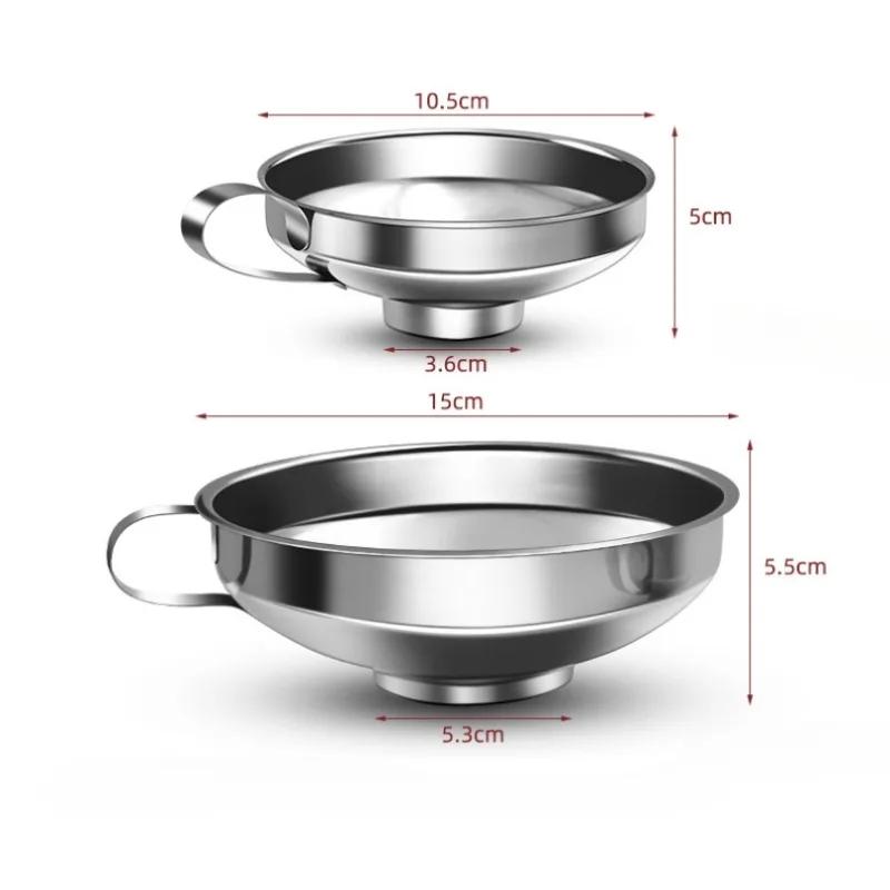1PC Practical 2 Size Stainless Steel Wide Mouth Canning Funnel Salad Dressing Liquid Funnel Hopper Filter Kitchen Tools Gadgets