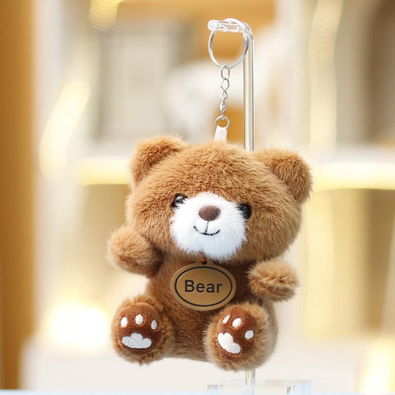 Plush Bear Keychain With Footprint Design Soft Toy For Girls Gift And Bag Decor