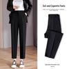 Women's High-Waist Black Cigarette Pants - Slimming, Plus Size, Cropped, Straight Fit for Spring/Autumn