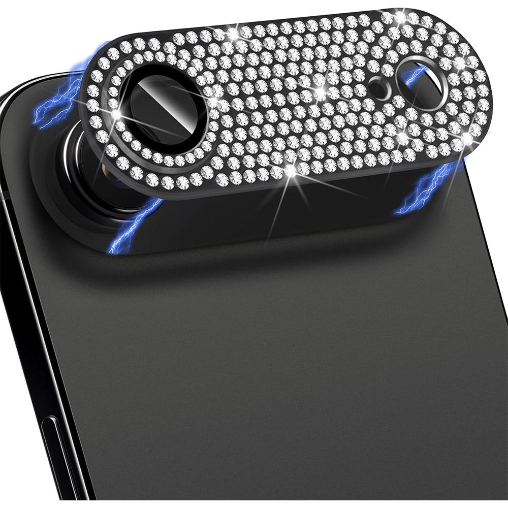 

Bling Glitter Diamond Camera Lens Protector Case Cover for iPhone 17 Air 16 Pro Max 15 14 Plus 13 12 Mini 11 Glass Screen Women Phone Accessories iPhone 17 Pro чёрный