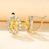 Luxury Crystal Yellow Oval Stone Earrings Multicolor Zircon Small Hoop Earrings Classic Silver Color Wedding Earrings For Women