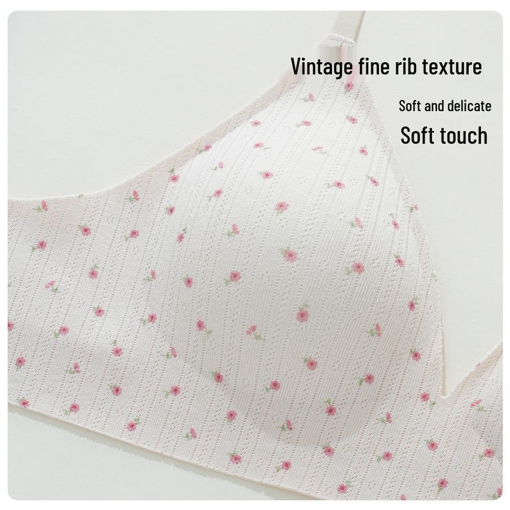 French Seamless Wire-Free Push-Up Triangle Bralette - Breathable, Skin-Friendly Cotton, Anti-Sag Design