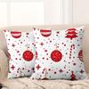 1 Pieces Christmas Red Patterned Cushion Covers Decorative Polyester Pillowcase, Sofa Decorative Cushion Cov Headboard Pillow