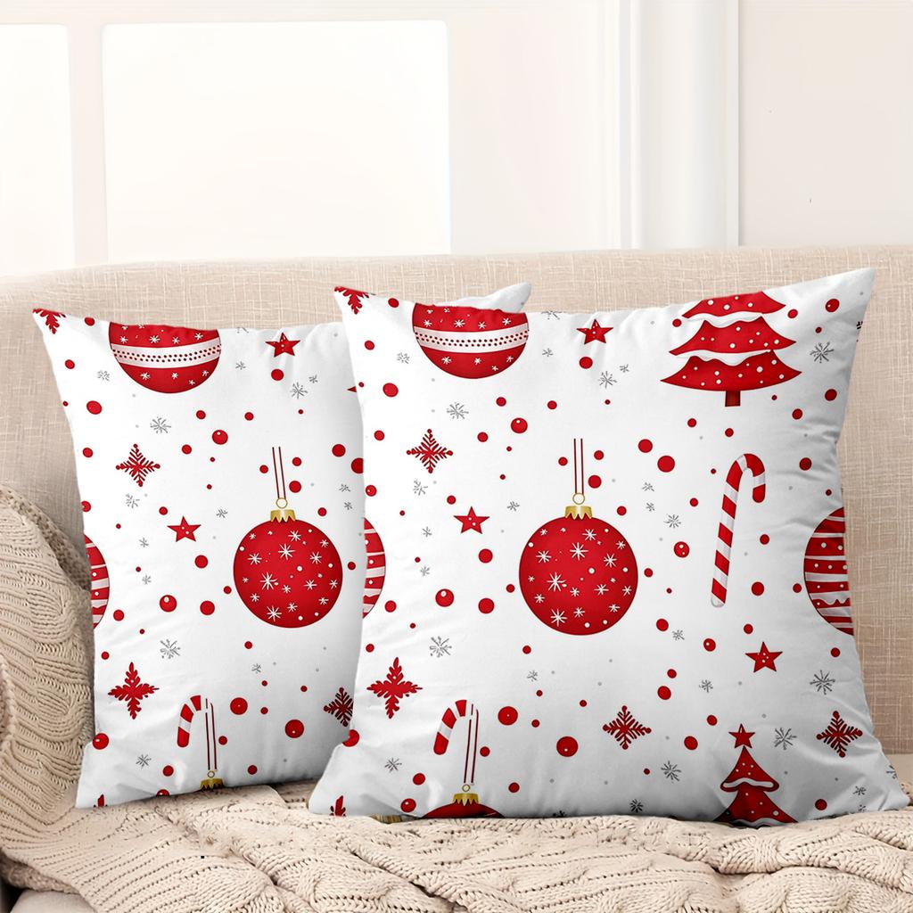 1 Pieces Christmas Red Patterned Cushion Covers Decorative Polyester Pillowcase, Sofa Decorative Cushion Cov Headboard Pillow