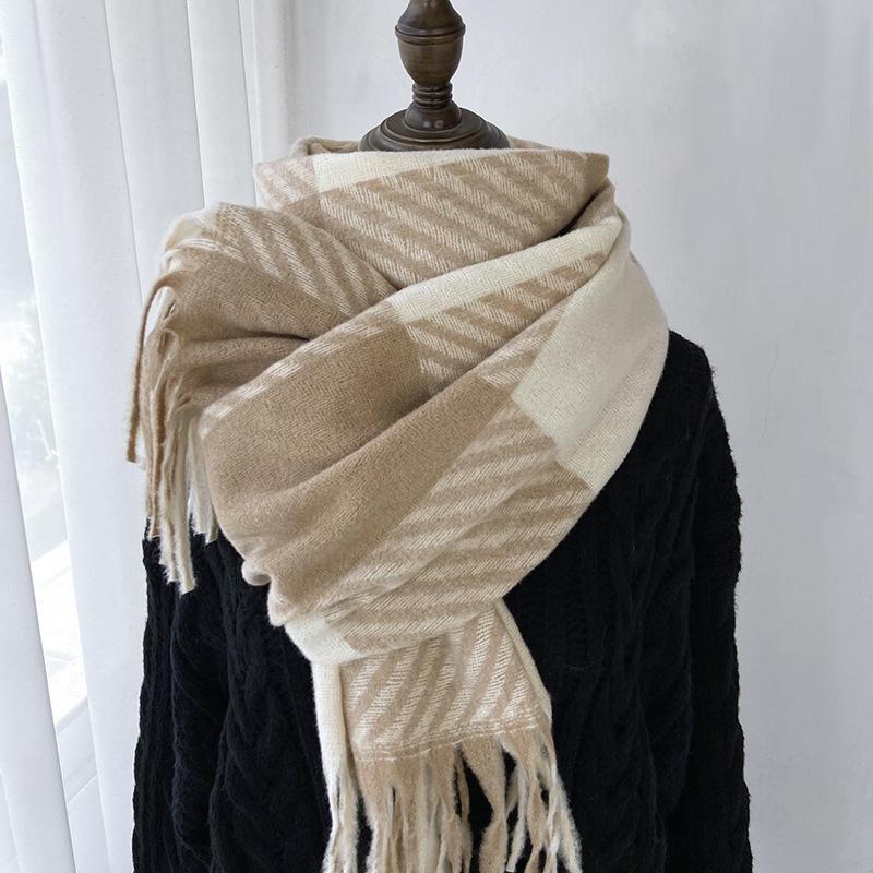 Ullrutete skjerf for kvinners vintervarme, allsidig sjal, bursdagsgave, julegave, ren ullskjerf