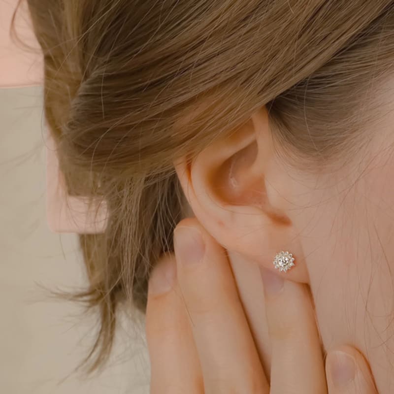 JEWNEL (1+1)Silver925 Cubic Flower Twelve Piercing