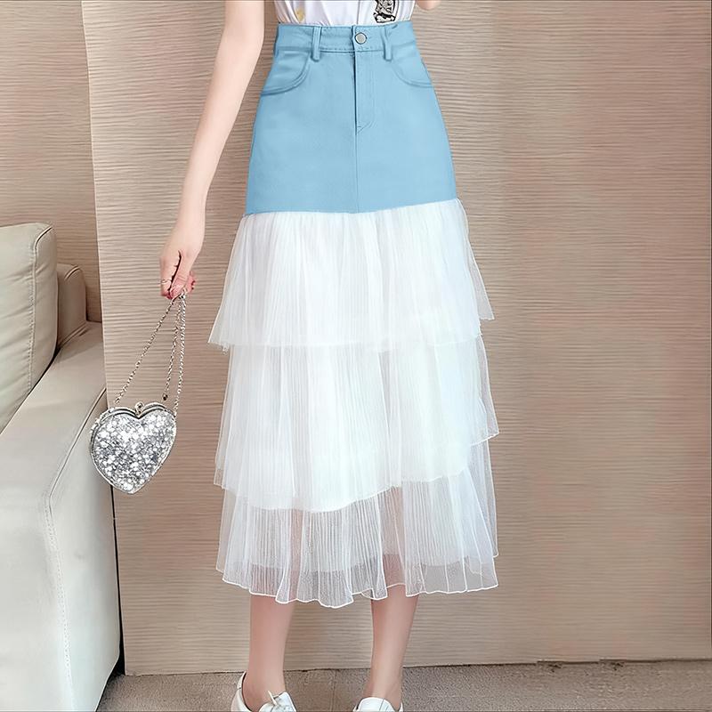 

ZANZEA Womens Fashion Mesh Splice Casual Long Skirts M