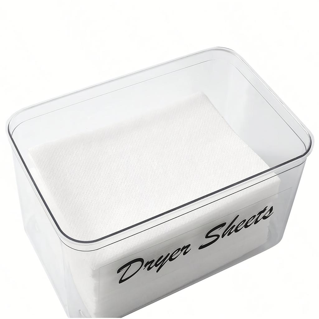 Dryer Sheet Holder, Dryer Sheet Container with Label, Tissue Box, Acrylic Storage Box Dryer Sheet Dispenser, Clear organisers