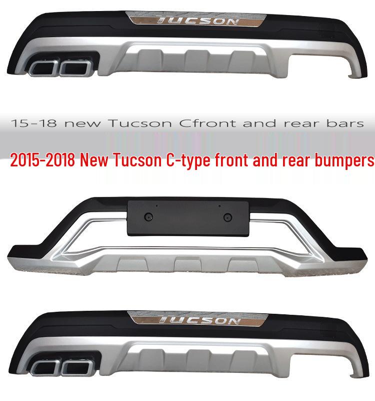 Fits 2015-2018 Hyundai Tucson: Front/rear Bumper Guards, 2018 Model Decorative Bumpers.