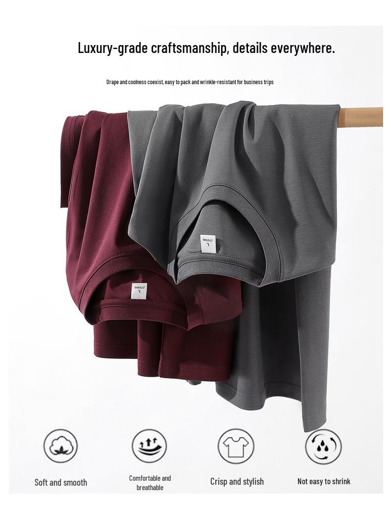 Women's Double-Sided Mercerized Cotton Slimming T-Shirt: Cool, Breathable, Plus Size, Regular Shoulder, Round Neck, Short Sleeve, Summer Wear.