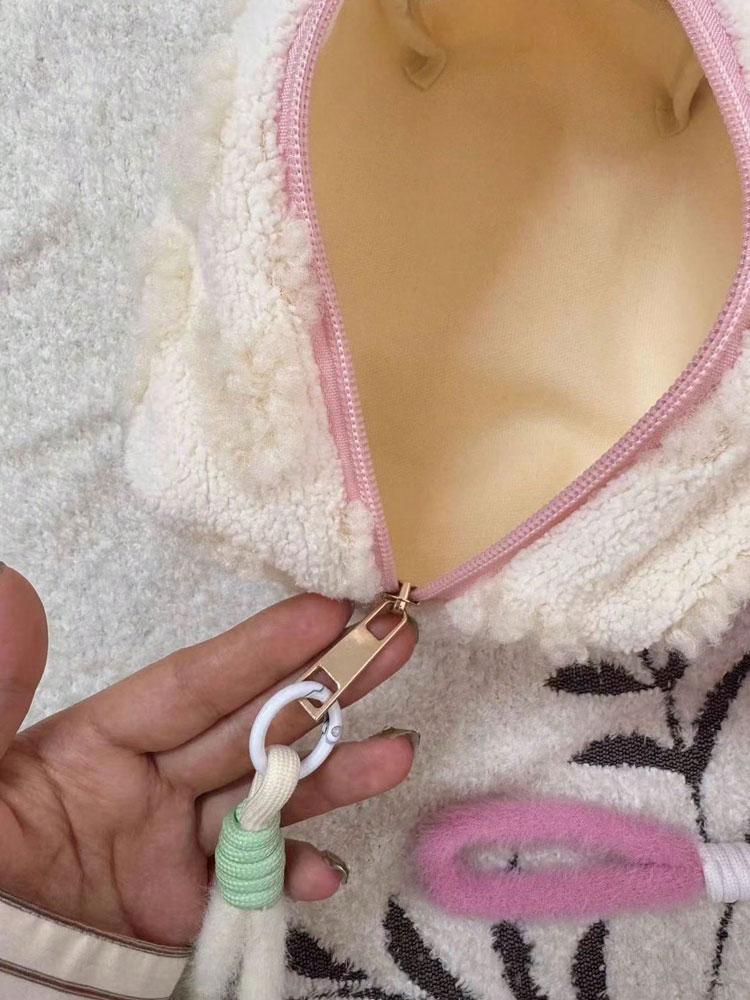 1 Stück süße, plüschige Kosmetiktasche für Mädchen mit großem Fassungsvermögen, tragbare Reisetasche, Reise-Toilettenartikel