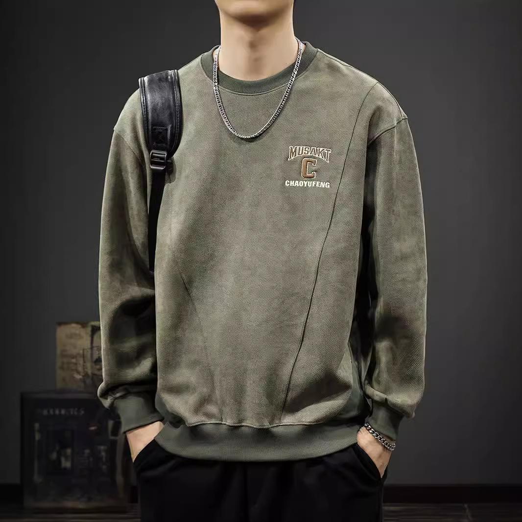 Весенне-осенний дизайн Sense Splicing свитер мужской американский ретро вышивка осень — фото 5