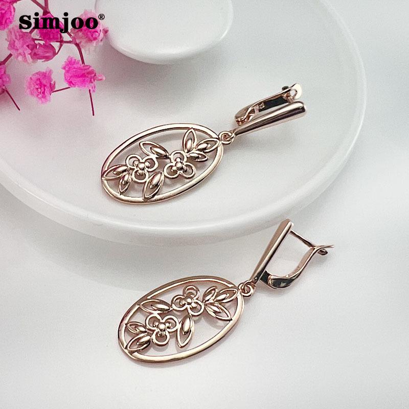 SIMJOO różowe złoto puste kolczyki w stylu vintage