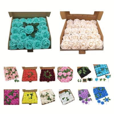 Valentine's Day Present Artificial Flowers 25pcs Foam Fake Roses DIY Wedding Party Table Decor