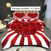 Romantic Red Love Heart Duvet Cover Set, Soft Comfortable Polyester Bedding With Digital Print, All-Season, Machine Washable