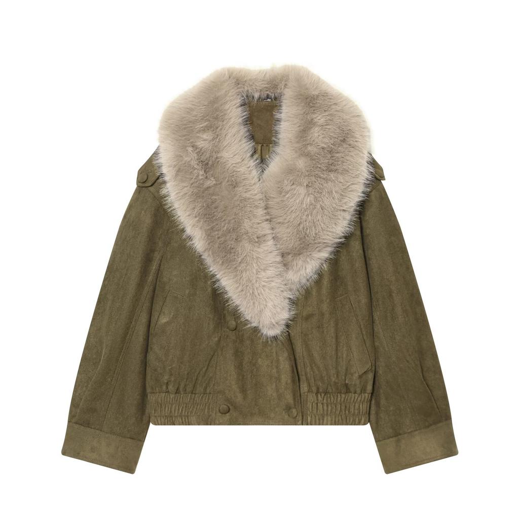 Herbst neue europäische und amerikanische Jacke mit Faux-Pelz- und Wildlederstruktur 5761783