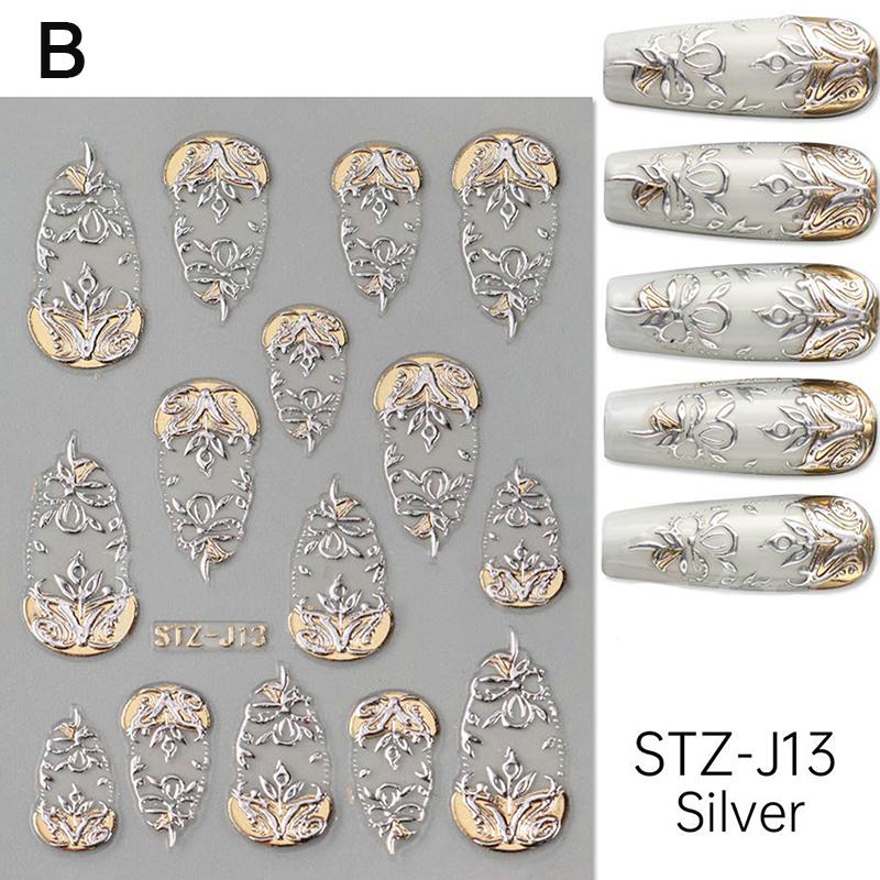 

Наклейки для ногтей Френч тип 5D Тисненые Наклейки для французского маникюра Золото Серебро Черный дизайн линии Самоклеящийся слайдер Арт для ногтей as the picture
