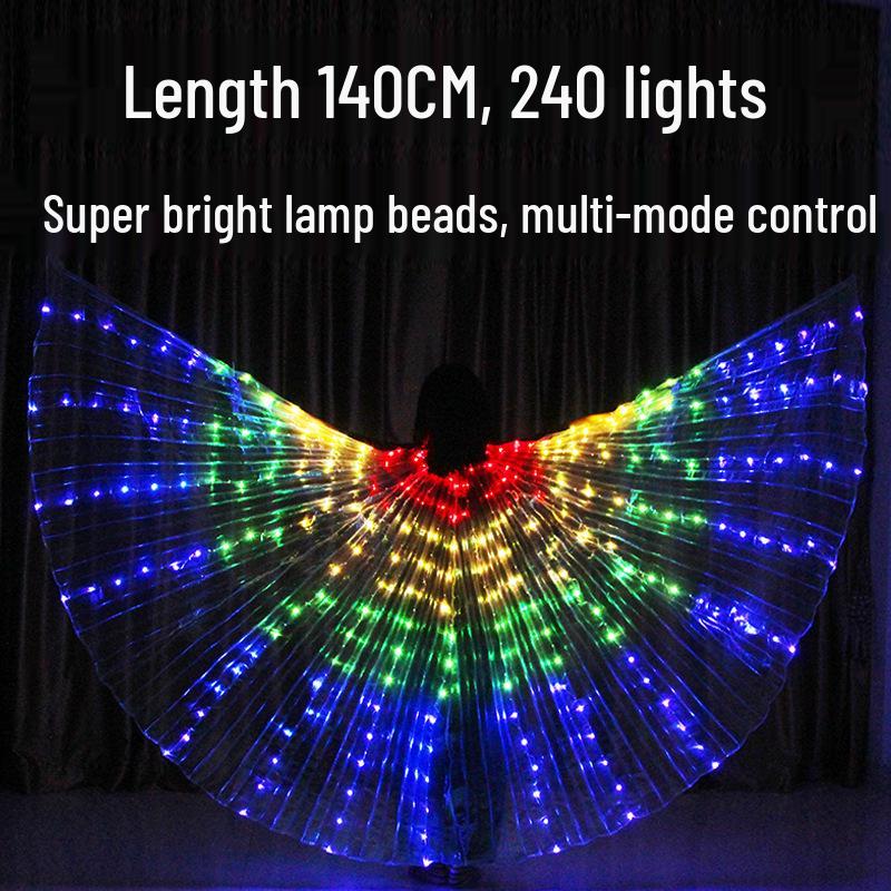 LED Light-Up Belly Dance Wings - Illuminated Cape for Performance