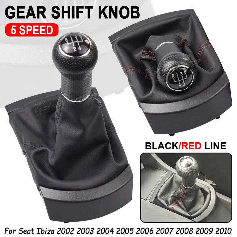 Per Seat Ibiza 2002 2003 2004 2005 2006 2007 2008 2009 2010 Car-Styling Pomello Cambio a 5 Marce con Soffietto in Pelle PU