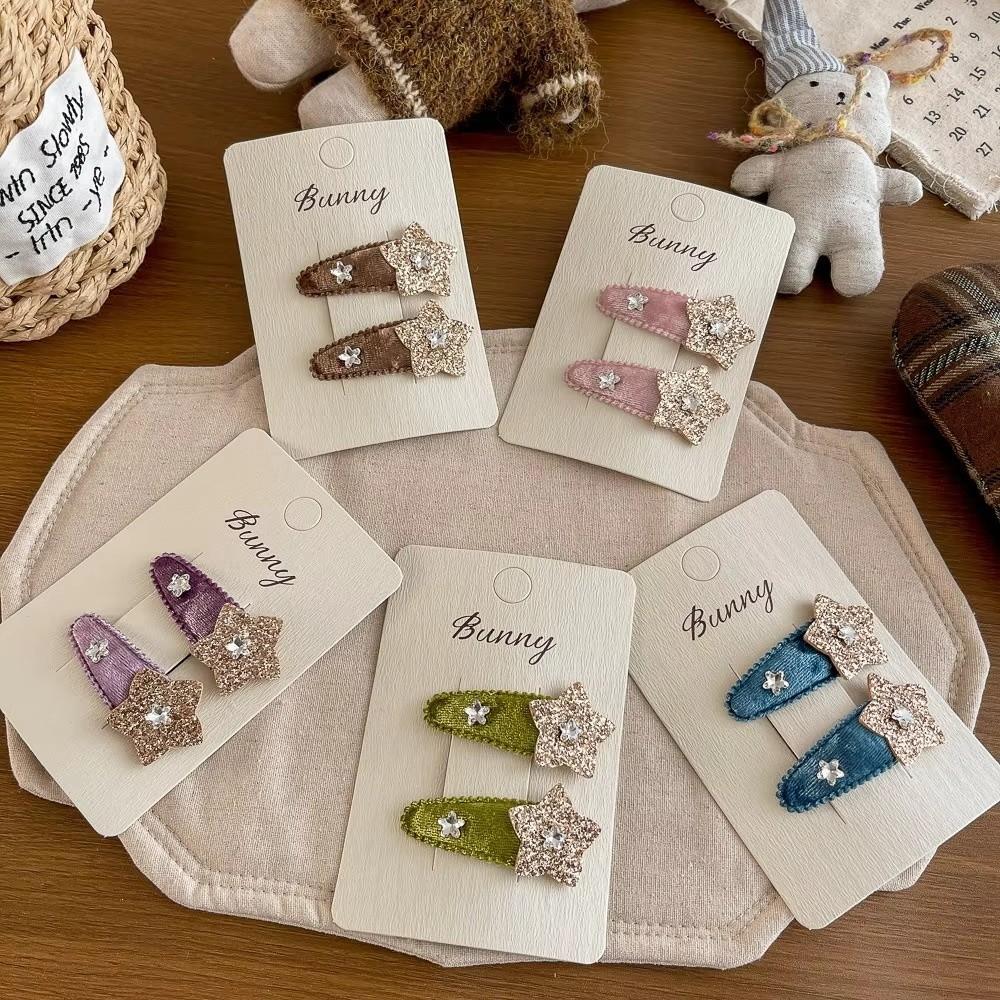2pcs/lot Shiny Water Drop Hair Clip Water Drop Shape Bang Side Clip Velvet Hair Clip For Kids Girls