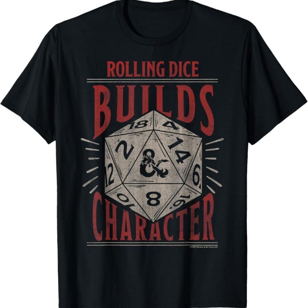 Dungeons & Dragons Rolling Dice Builds Character Short Sleeve T-Shirt