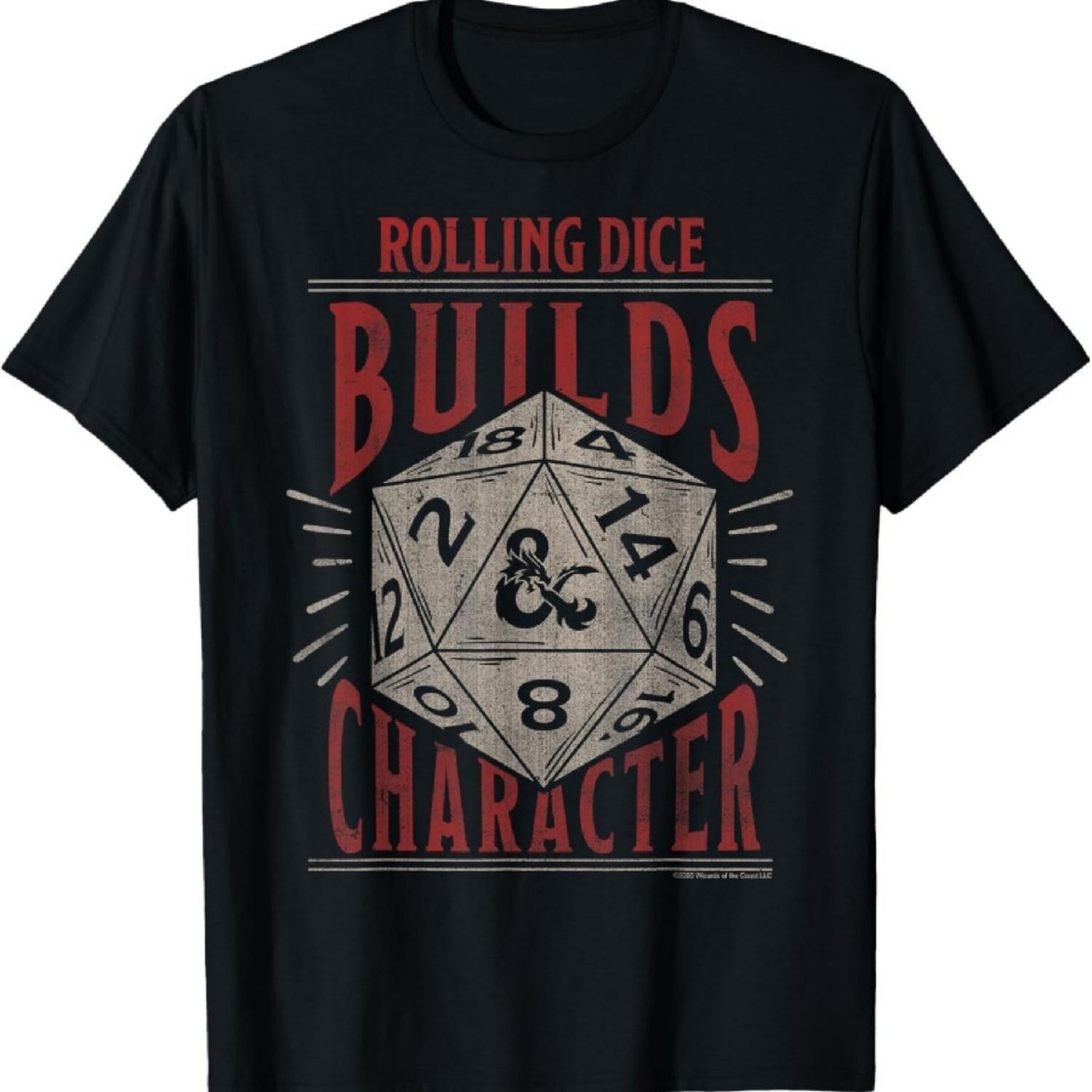 

Dungeons & Dragons Rolling Dice Builds Character Short Sleeve T-Shirt XXXXXL чорний