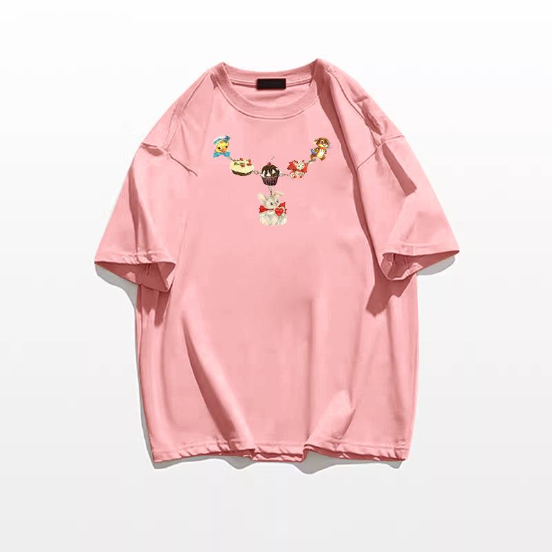 

Женская футболка из чистого хлопка прямого кроя в стиле хай-стрит 2025 XL розовый