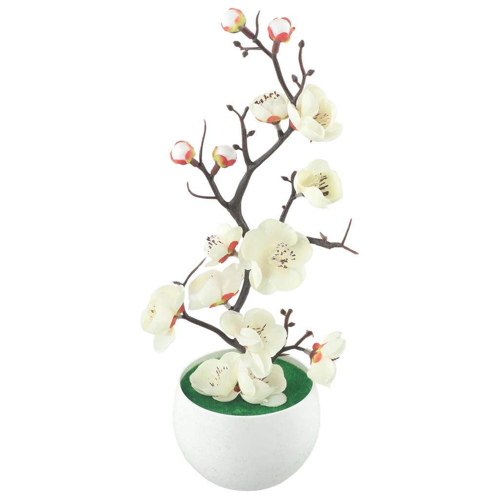1 Piece Artificial Plum Blossom Potted Plants Simulation Small Bonsai Office Desktop Ornaments Home Decoration