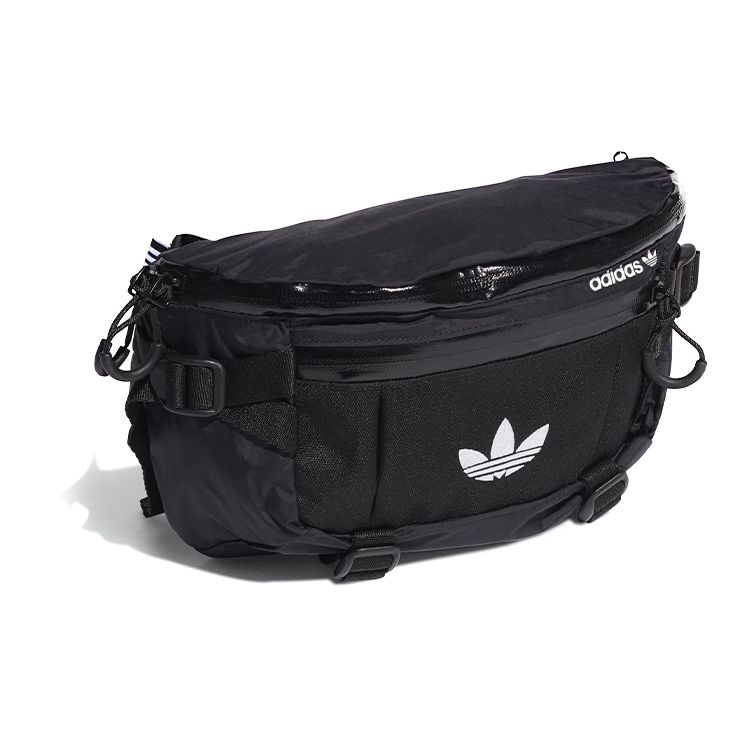 adidas Originals Trefoil Logo Print Zipper Nylon Chest Bag Unisex Bags Black GN2187