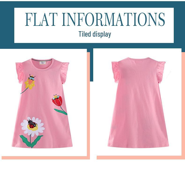 New Summer Arrivals: Girls' Short-Sleeve Embroidered Round-Neck Knit Princess Dresses
