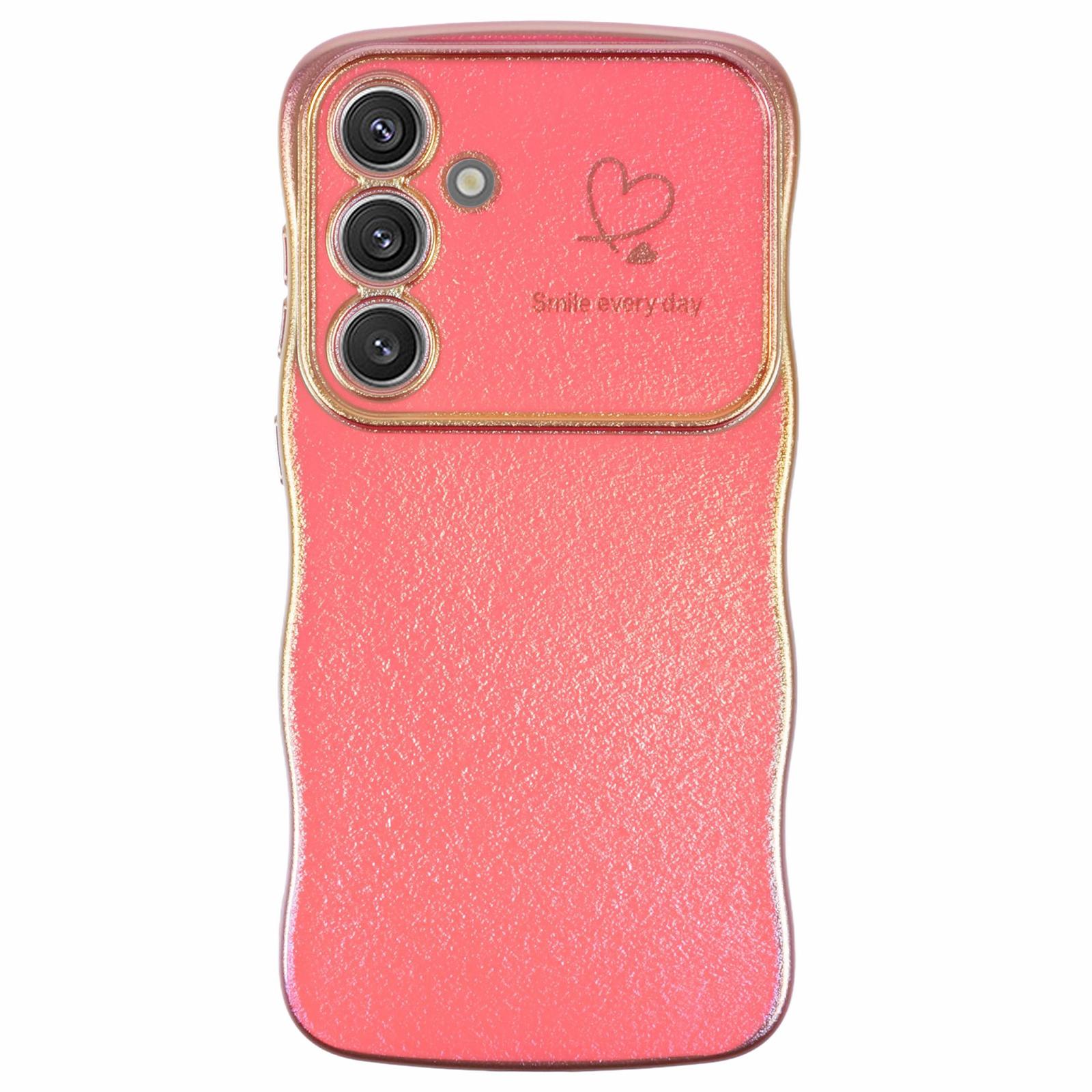 

For Samsung Galaxy S24+ Case Curly Shape Love Heart TPU Phone Cover Iridescent Gradient Colorful Red