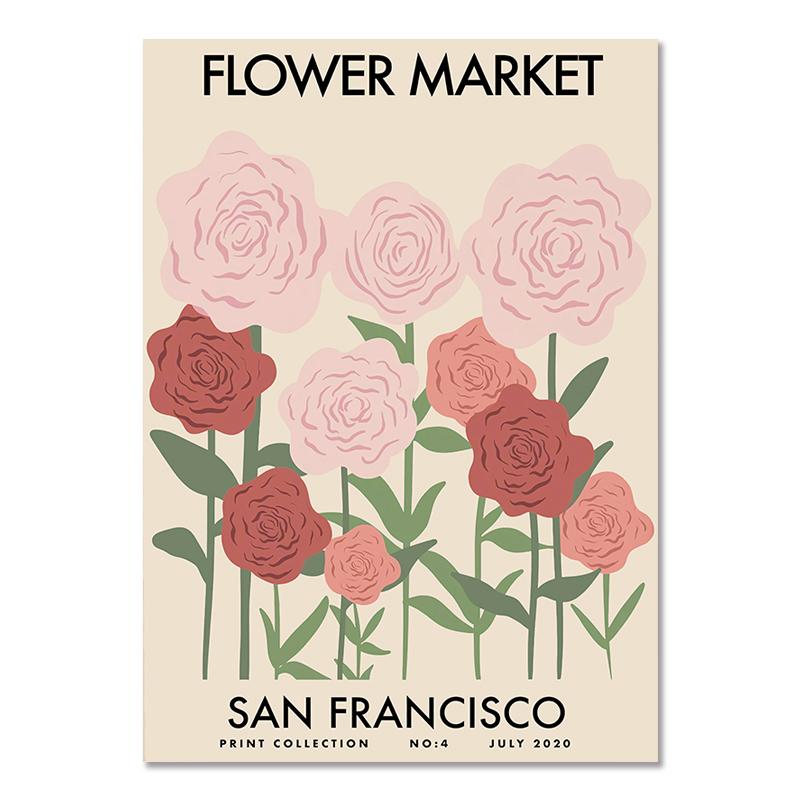 Abstract Flower Market Wall Art Print Canvas Painting Vintage Botanical Poster Gallery Wall Picture Living Room Home Decoration