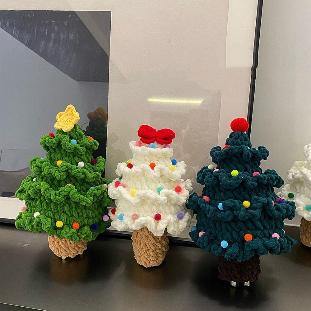 Handmade Xmas Tree Crochet Kits Easy Yarn Thread Crochet Material  New Year Gift