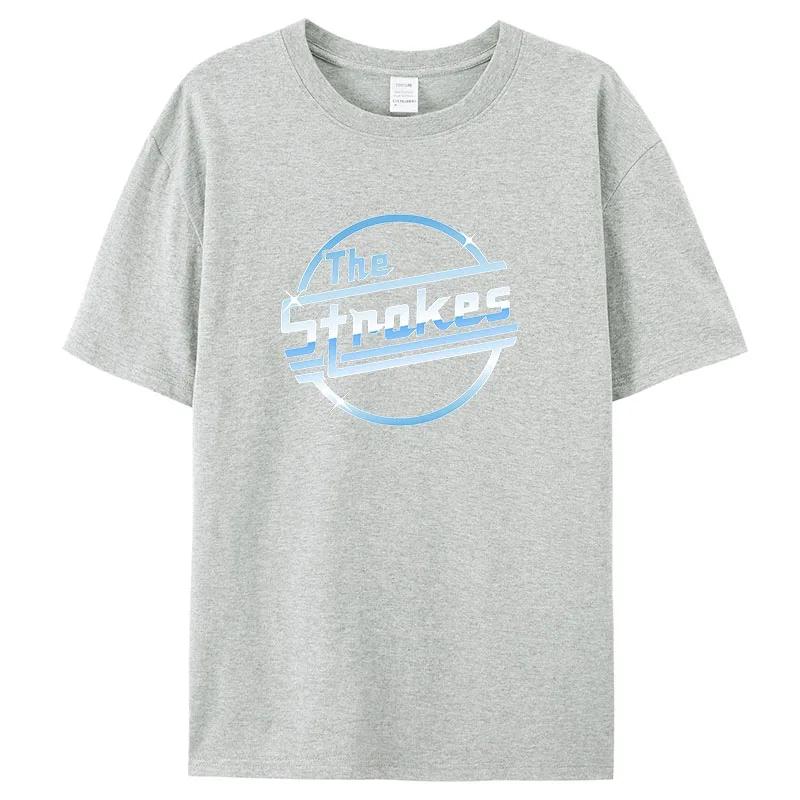 Pánské bavlněné tričko Letní topy Tričko The Strokes Pánské Indie Krátký rukáv Větší velikost Homme Černý top Dropshipping