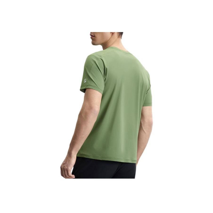 Fila Explorer Athletics Elastic Skin-Friendly Soft Forest Style Classic Versatile Knitted Short Sleeve T-Shirt Men Tops Highland-Green A11M527111FGN