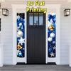 2pcs Christmas polyester door couplet, 12x70.8-inch porch banner, Santa Claus and snowman festival design, suitable for hanging decoration for home, p