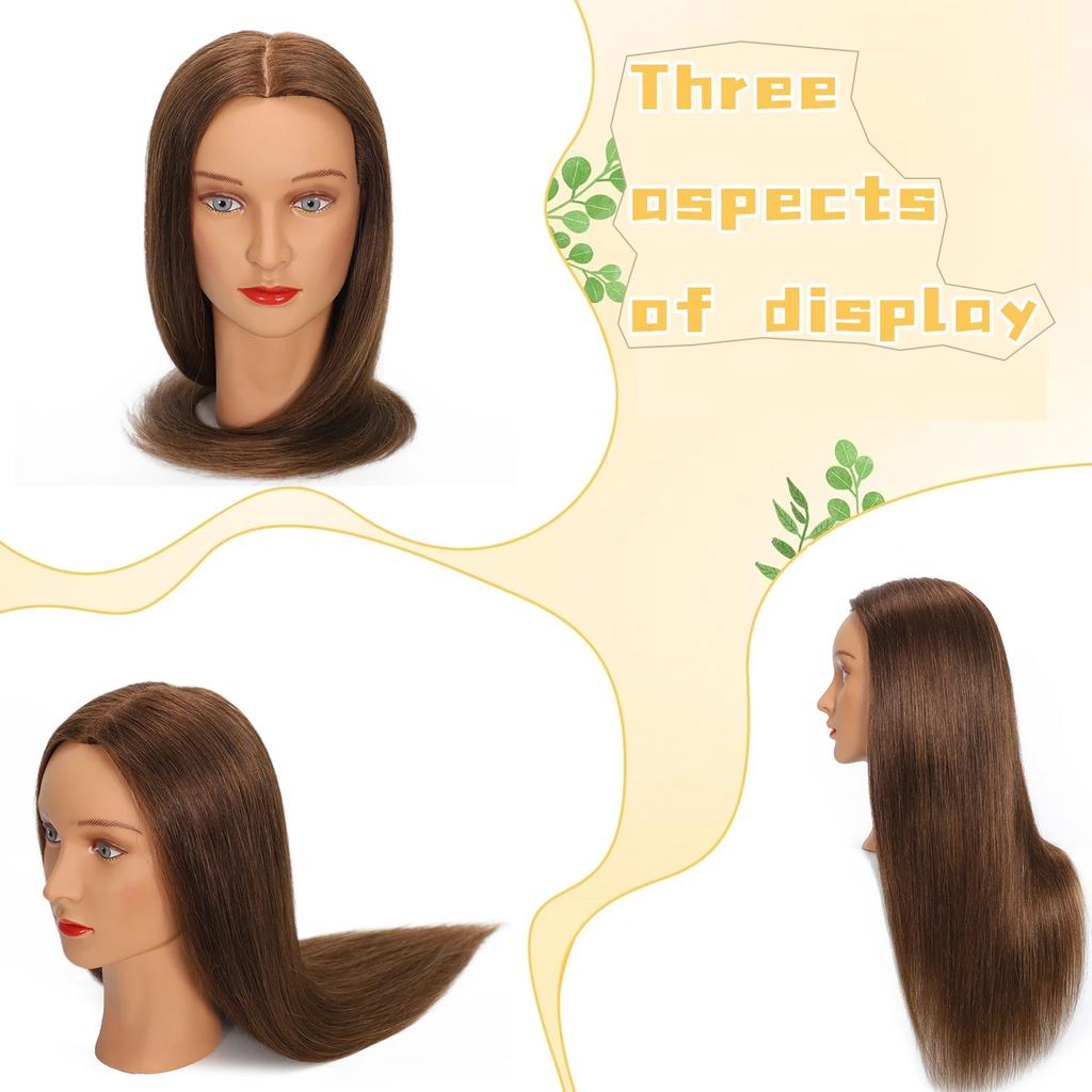 100% Real Hair Mannequin Head With Human Hair Hairdresser Cosmetology Mannequin Manikin Training Practice Styling Doll Head