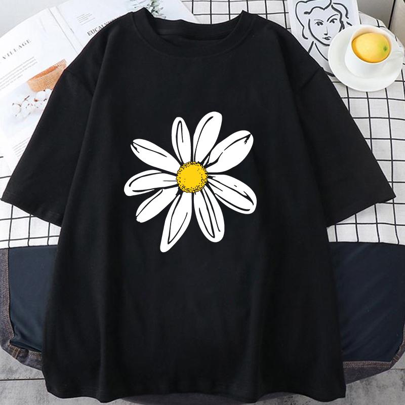 New Daisy Flower Printed T Shirt Unisex Unisex Teens Girl Fashion Hip Hop Harajuku Casual Short Sleeve Tops Daisy Lover Gift Tee Fun