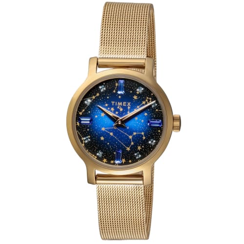 

TIMEX Transcend Celestial Watch, 31mm, Blue Dial, Brass, Mineral Glass, Quartz Movement, Women s, Gold, TW2V51900, Philippines