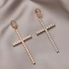 Zircon  Cross Earrings For Women Men Gothic Punk Hip Hop Jesus Crucifix Dangle Earring Christian Party Jewelry