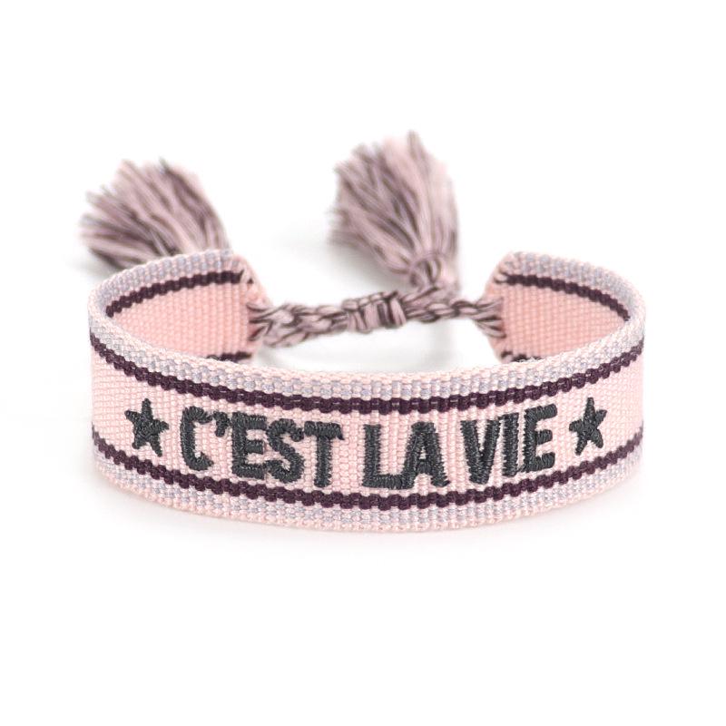 Handmade European Style Embroidered Love Bracelet with Tassels for Girls