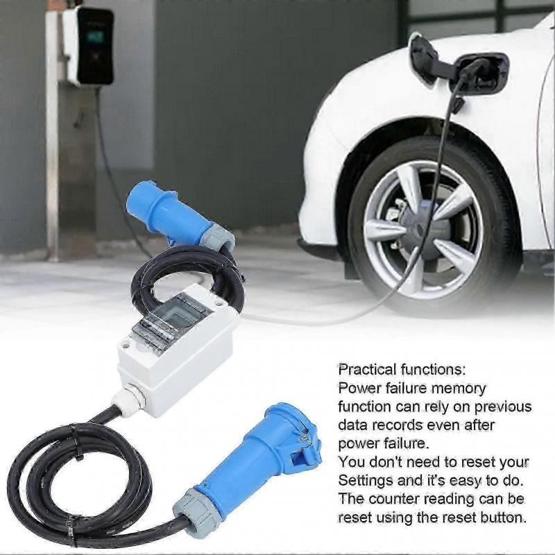 AC 220V 16A 3-Pin CEE-Steckdose mit LCD-Digitalanzeige Digitaler Stromzähler für Wohnmobil Elektroauto