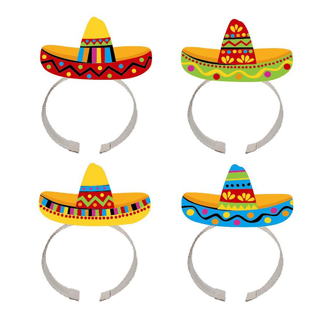 6 Pieces Mexican Fiesta Headbands Headpiece Theme Party Decorations Headwear For Celebrations And Photo Props