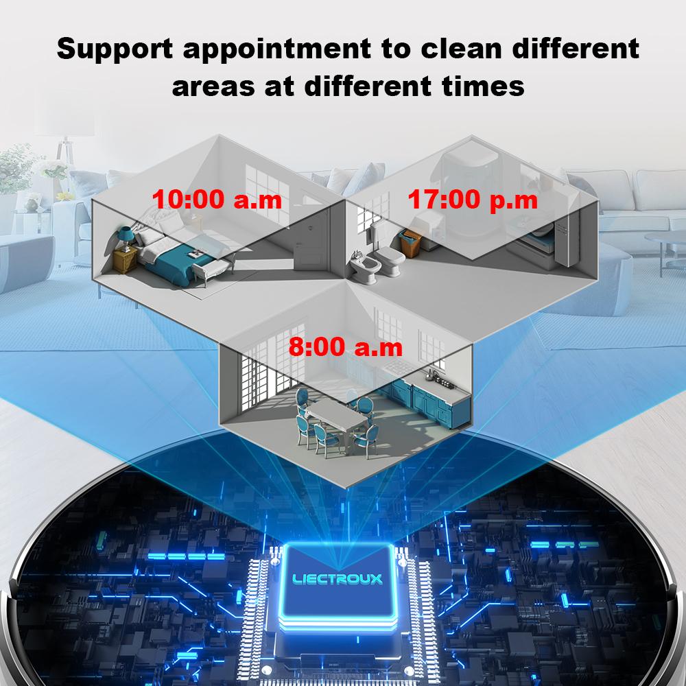 Liectroux X6 Robot Vacuum Cleaner  6500 Pa Maximum Suction Power APP & Voice Control