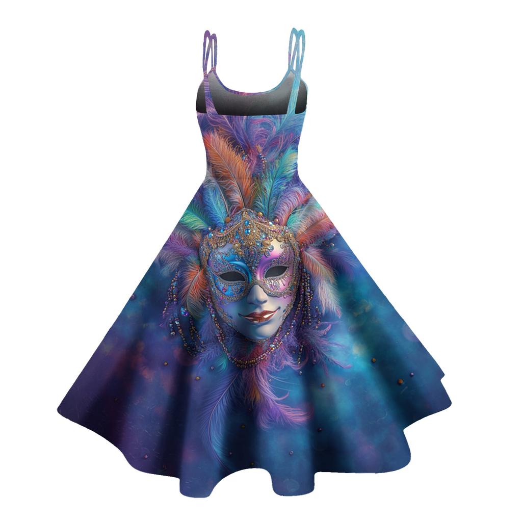 Women's Halloween Print Sexy Off-The-Shoulder Punk Vintage Dress