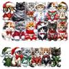 Festive Party Supplies Cute Cat Christmas Ornaments, 2D Wooden Cartoon Tree Xmas Gift for Friends Hanging Decorations Winter Holiday Home Decor