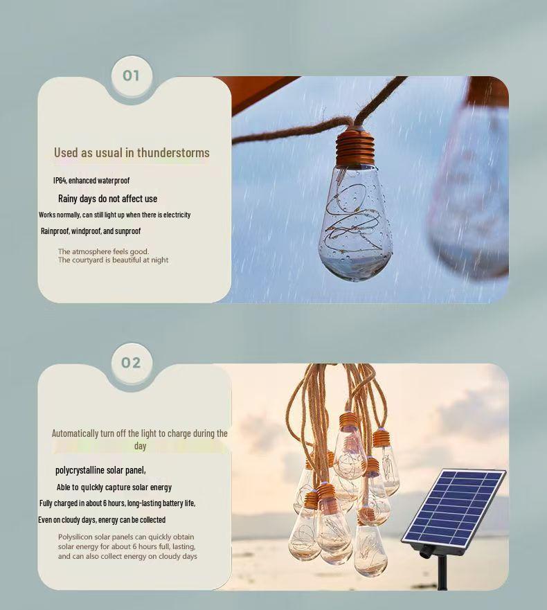 Waterproof Solar Jute Rope Light: Copper Wire Garden Lamp for Outdoor Atmosphere