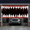 1 piece Halloween garage banner sharp teeth and blood mouth design 28 teeth outdoor garage festival decoration