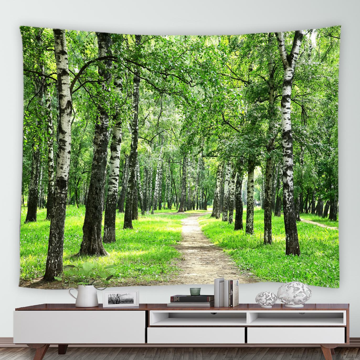 

Украшение дома Деревенский Природный Пейзаж Настенный Туман Дерево Водопад Пейзаж Гобелен Фреска Зеленый Лесной Гобелен 230x180 100x75cm